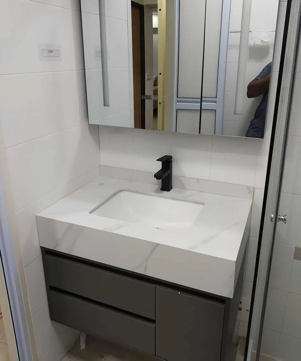 Bathroom sink and mixer installation