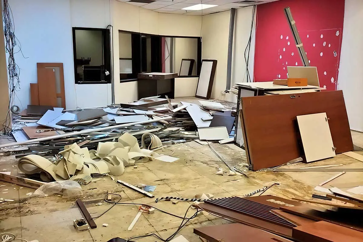 On-site hacking and tile removal
